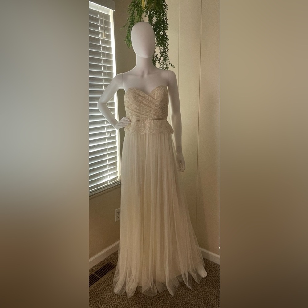 Jenny Yoo Lave & Tulle Strapless Gown Dress